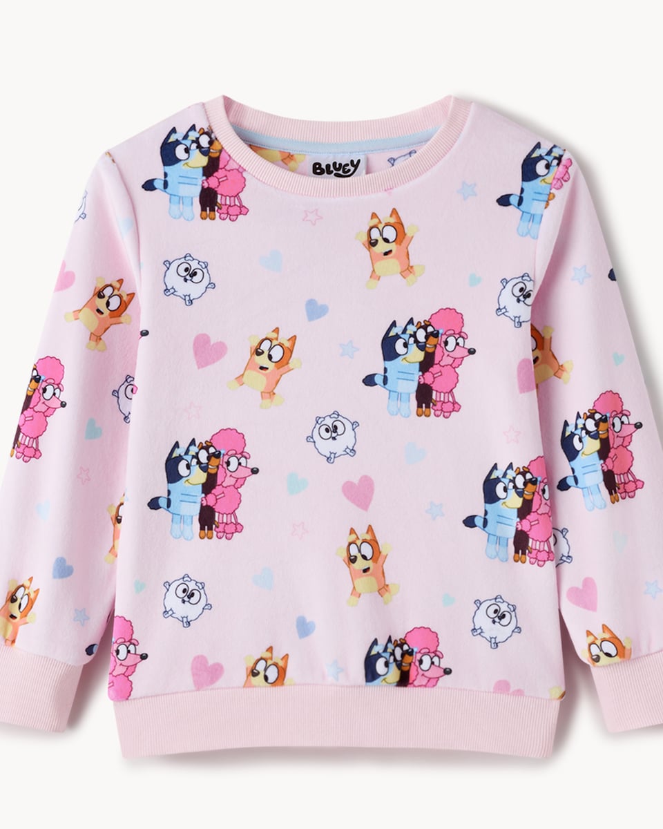 image 1 of Bluey 2-Piece Printed Fleece Pyjama Set in Multi
