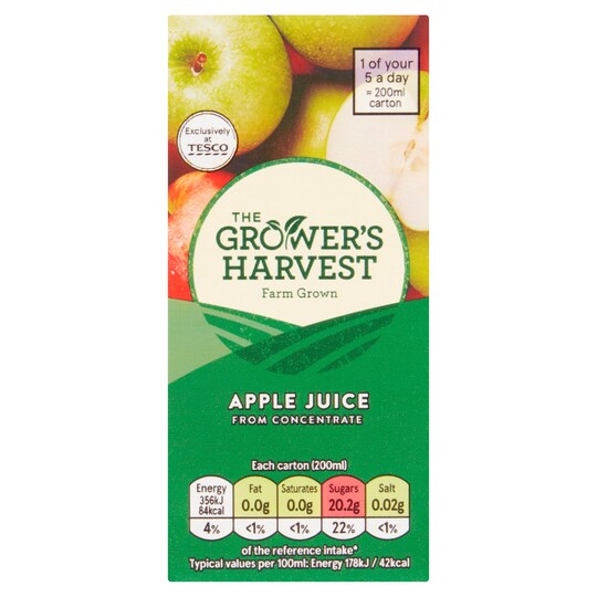 Growers Harvest Apple Juice From Concentrate 200Ml Tesco Groceries