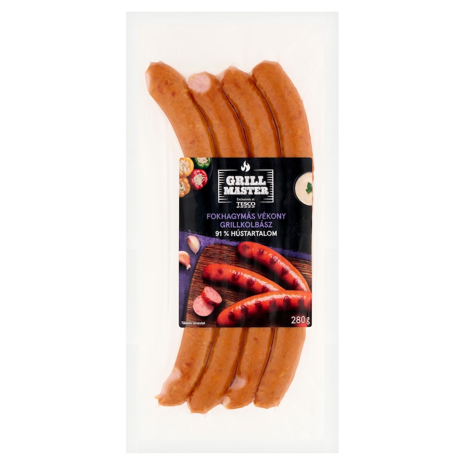 Grill Master fokhagymás vékony grillkolbász 280 g