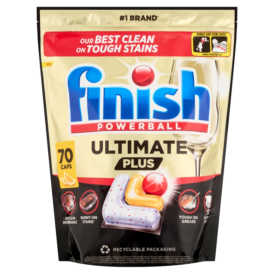 image 1 of Finish Powerball Ultimate Plus Lemon Dishwasher Capsules 70 pcs 854 g