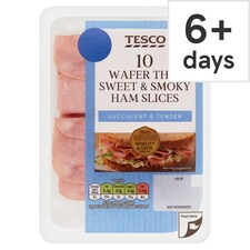 Tesco 10 Wafer Thin Sweet and Smoky Ham Slices 125g