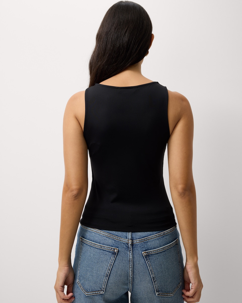 image 1 of F&F 2-Pack Polyamide Square Neck Vests in Multi Black