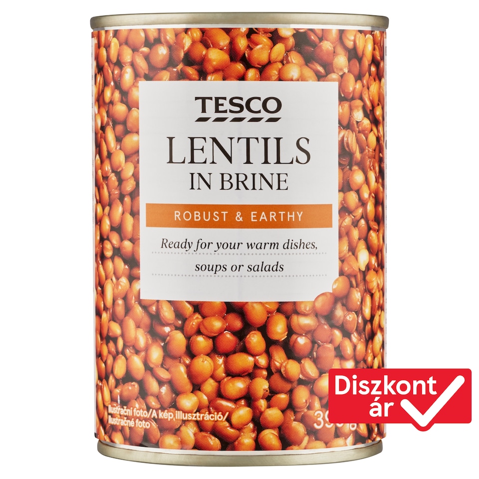Tesco zöld lencse sós lében 390 g