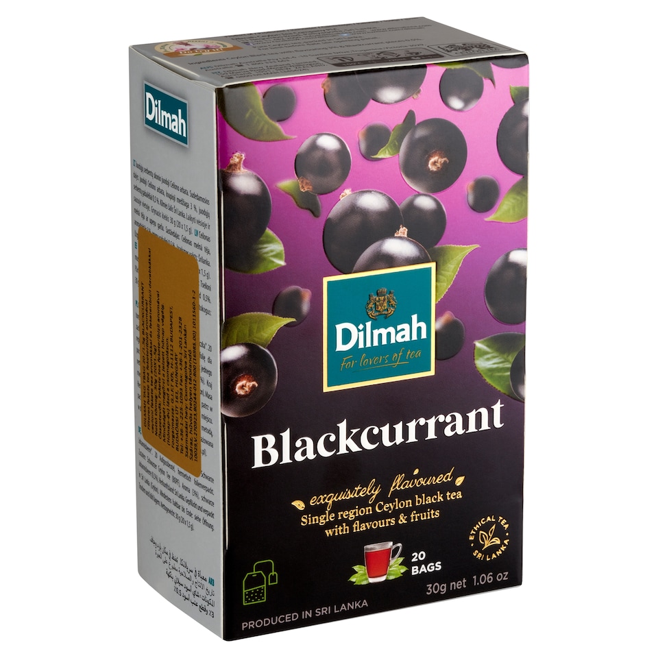 Dilmah filteres fekete tea feketeribizli aromával, ceyloni fekete tea aromákkal 20 filter 30 g