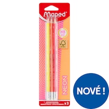 Maped Neon HB Graphite Pencils with Eraser Tip 3 pcs