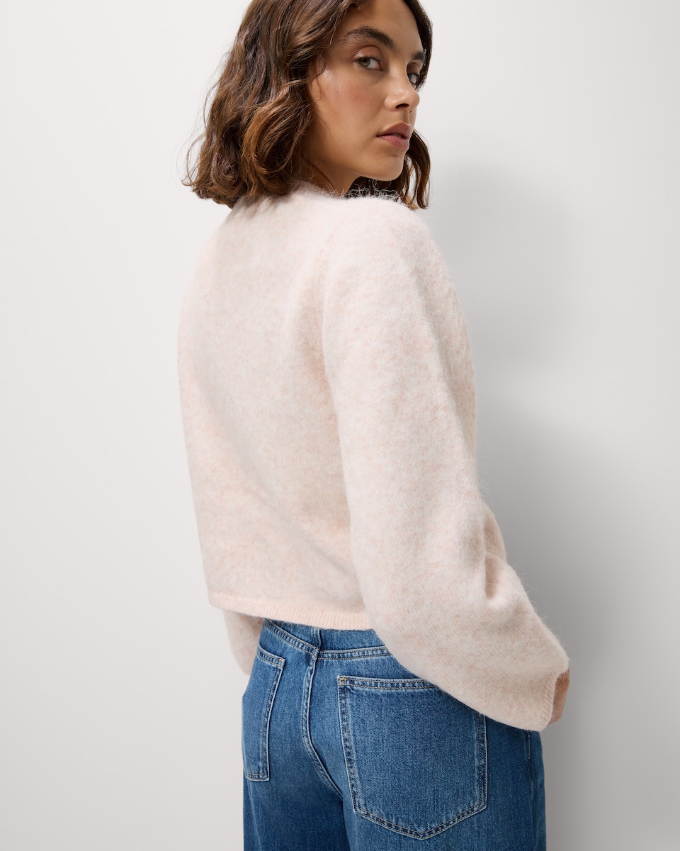 image 1 of F&F Crew Neck Cardigan in Pink