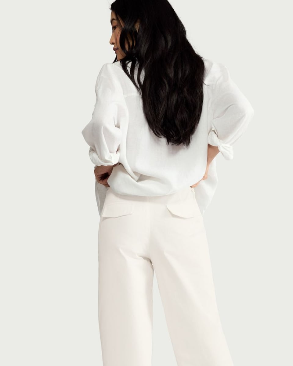 image 1 of F&F Mid Rise Chino Trousers with Belt in White