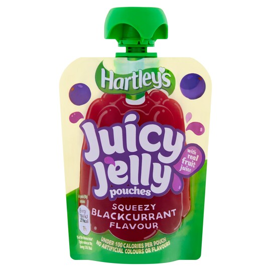 Hartleys Juicy Jelly Pouches Blackcurrant 90G Tesco Groceries