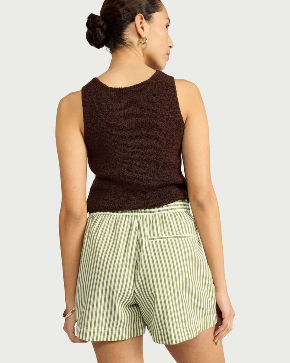 image 1 of F&F Seersucker Striped Shorts in Multi Green