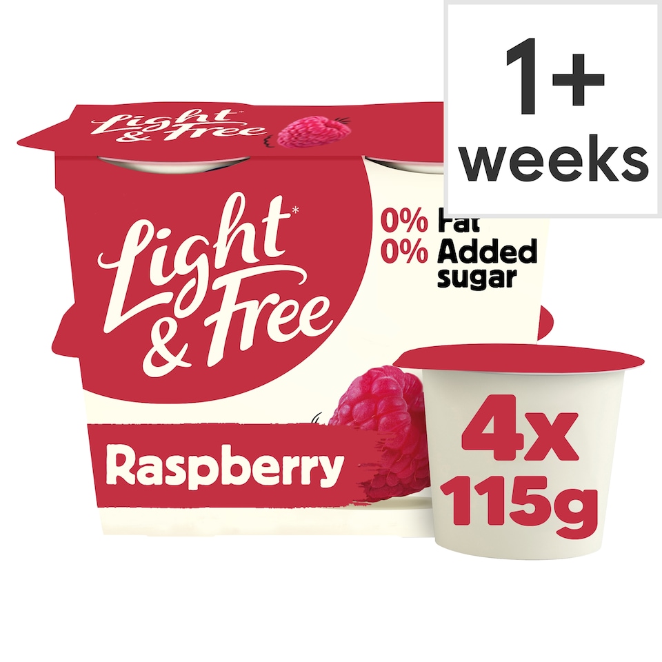 image 1 of Light & Free Raspberry Greek Style Fat Free Yoghurt 4x115g