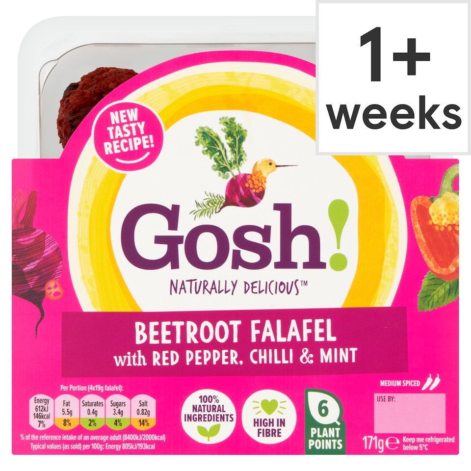 Gosh Beetroot Falafel With Red Pepper And Chli 171G