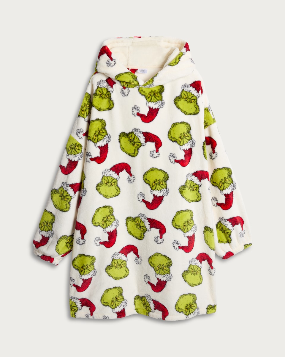image 1 of The Grinch Fleece Pyjama Hoodie in Cream