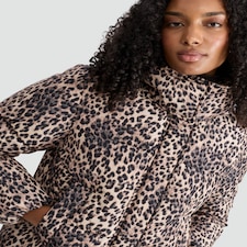 F&F Leopard Print Shower Resistant Puffer Jacket in Multi Brown