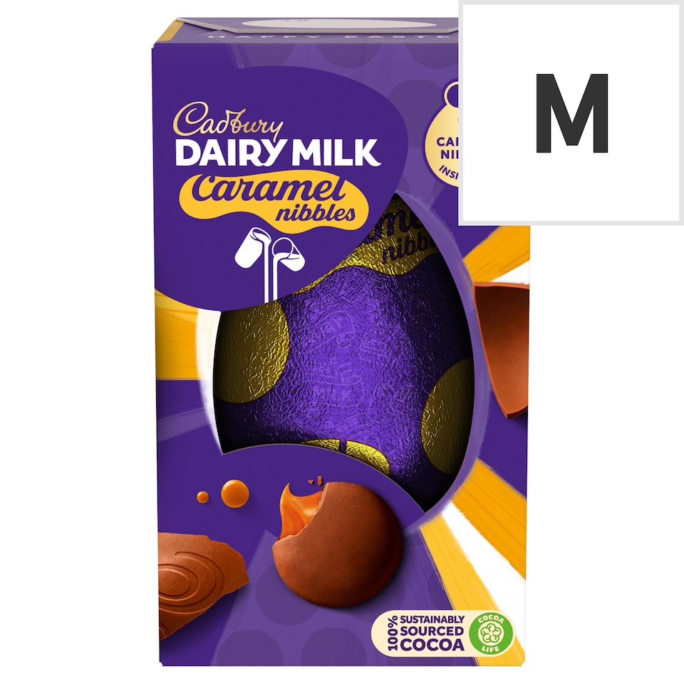 image 1 of Cadbury Dairy Milk Caramel Nibbles Chocolate Easter Egg 96g