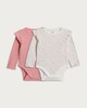 image 1 of F&F Baby 2-Pack Cotton Rich Floral Long Sleeved Bodysuits in Pink