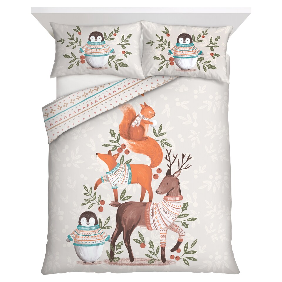 F&F Home Christmas Animals Duvet Set King