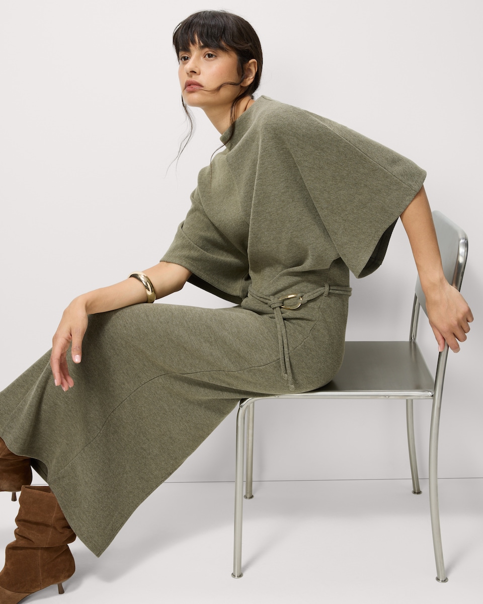 image 1 of F&F Brushed Cape Maxi Dress in Olive