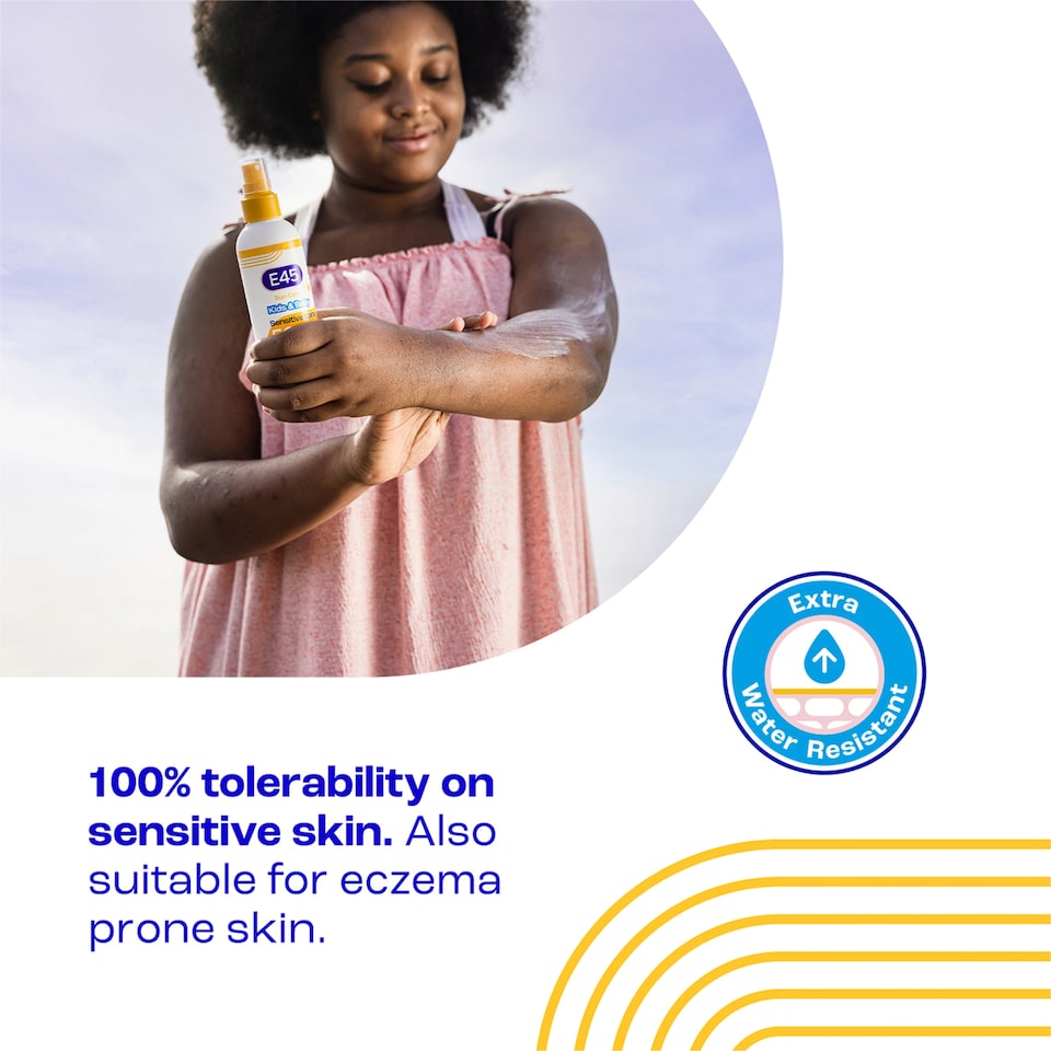 image 1 of E45 Sun Care Kids & Baby Sensitive SPF50+ Sun Cream Spray 180ml