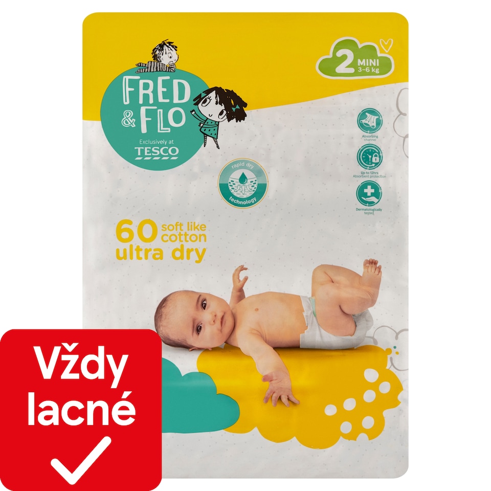 obrázok 1 z Fred & Flo Ultra Dry plienky Mini 2 3-6 kg 60 ks