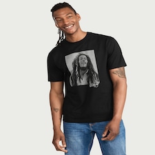 Bob Marley Print T-Shirt in Black