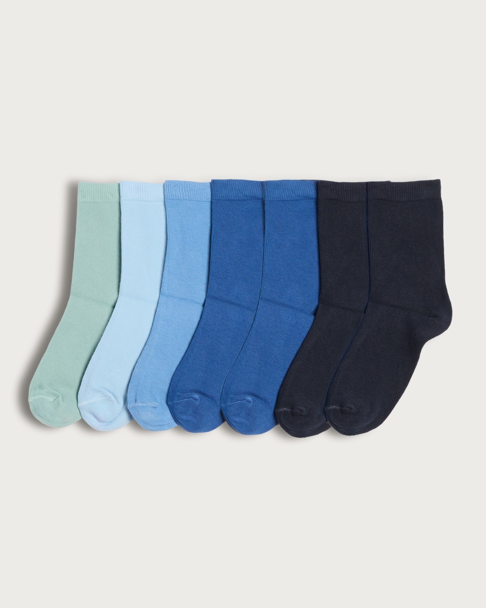 F&F Boys 5-Pack Cotton Rich Seamfree Toe Socks in Blue