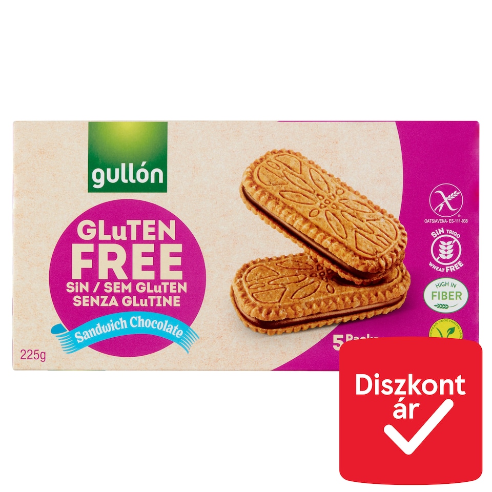 image 1 of Gullón Gluten-Free Sandwich Biscuit with Chocolate Flavoured Cream Filling 5 x 45 g (225 g)