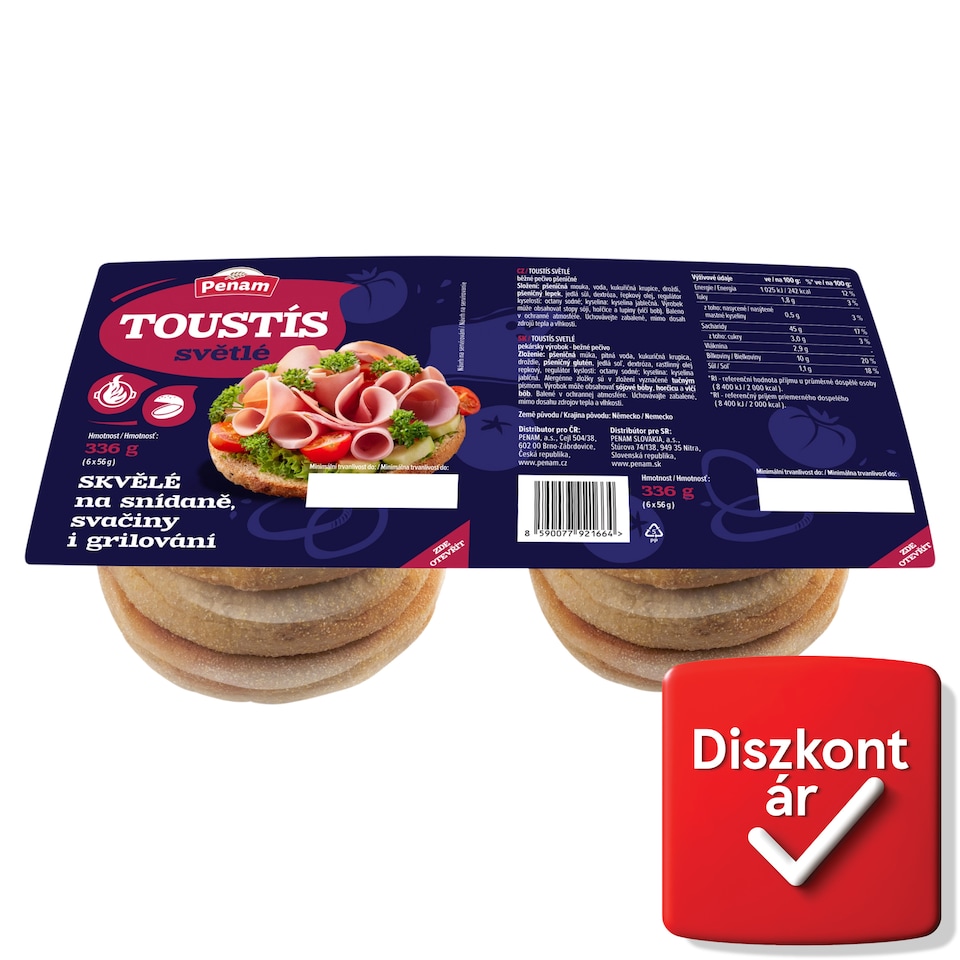 Penam Toustis fehér English muffin 6 x 56 g (336 g)