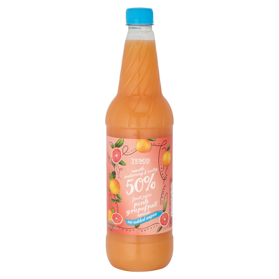 Tesco High Juice Pink Grapefruit Squash No Added Sugar 1L Tesco Groceries