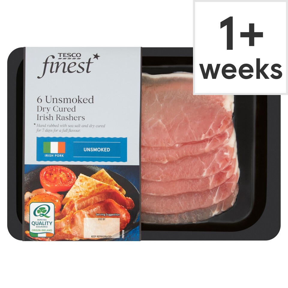 Tesco Finest Unsmoked Dry Cured Irish Rashers 240G