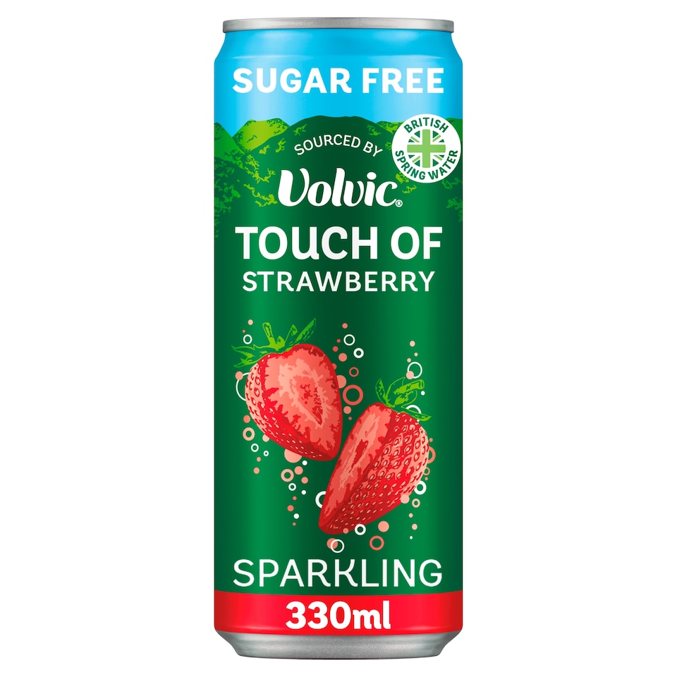 image 1 of Touch of Strawberry Sparkling Sugar Free Flavoured Water by Volvic 330ml