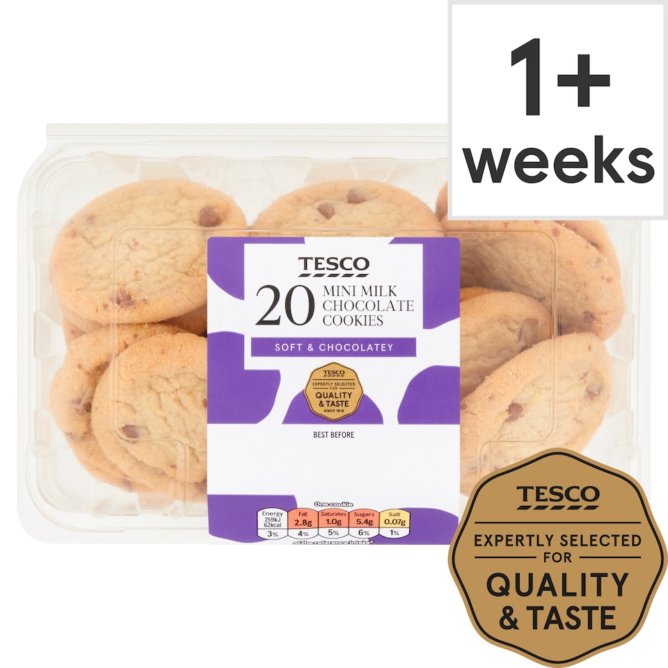 Tesco Mini Milk Chocolate Cookies 20 Pack