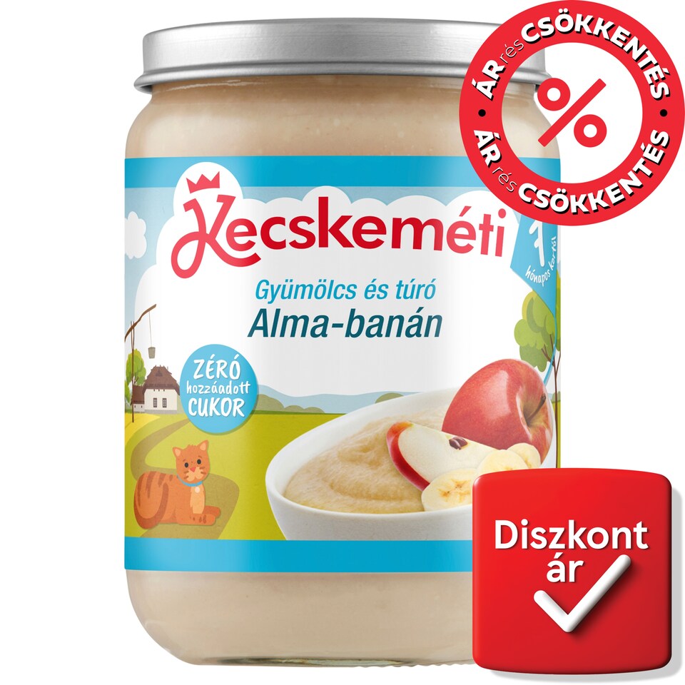 Kecskeméti Organic Fruit and Cottage Cheese Apple-Banana Baby Dessert 7 Months+ 190 g