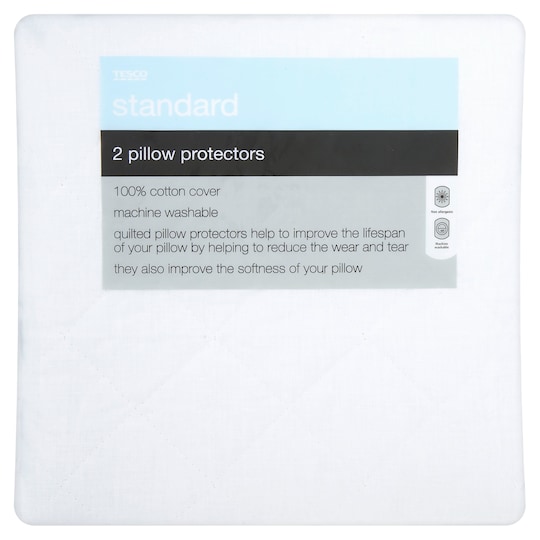 TESCO QUILTED PILLOW PROTECTOR 2PK Tesco Anti Allergy Pillow Protector