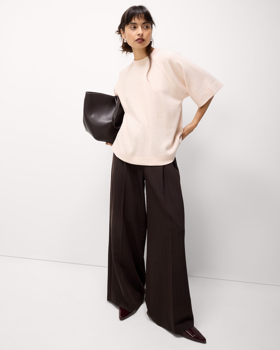 image 1 of F&F Textured Short Sleeved Top in Light Nude