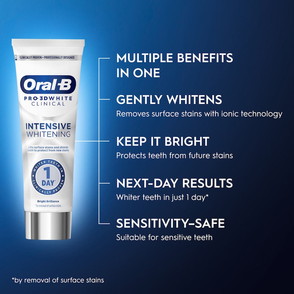 image 1 of Oral-B 3D White Clinical Intensive Whitening Bright Brilliance 75ml