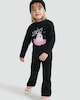 image 2 of F&F Girls Pure Cotton Boo Ghost Print Long Sleeved Top in Black