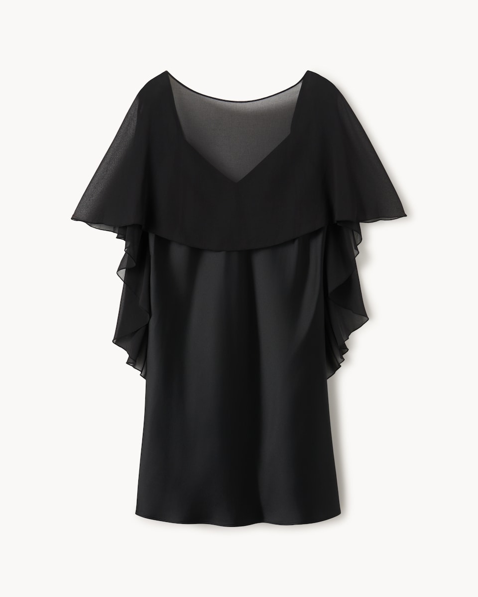 image 1 of F&F Satin Cape Mini Dress in Black