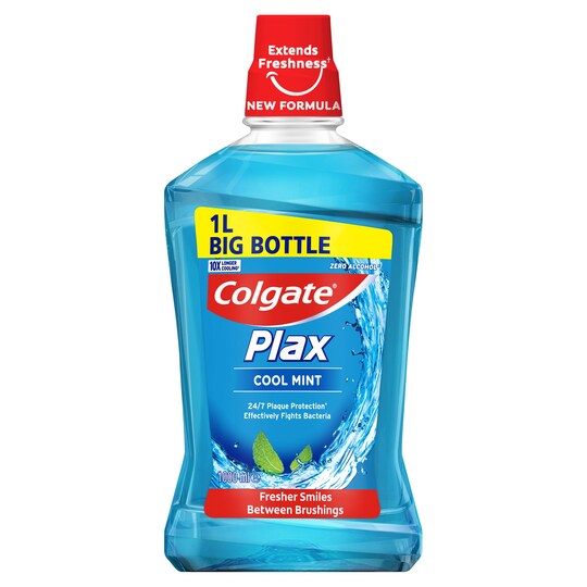 Colgate Plax Cool Mint Blue Mouthwash 1Ltr Tesco Groceries