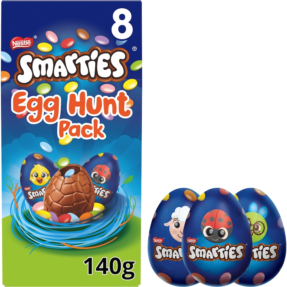 image 1 of Smarties Milk Chocolate Easter Egg Hunt 8 Pack 140G