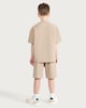 image 3 of F&F Boys 2-Piece Waffle Textured T-Shirt and Shorts in Med Nude