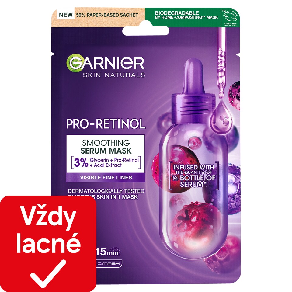 Garnier Skin Naturals Pro-Retinol Smoothing Serum Mask, 22 g