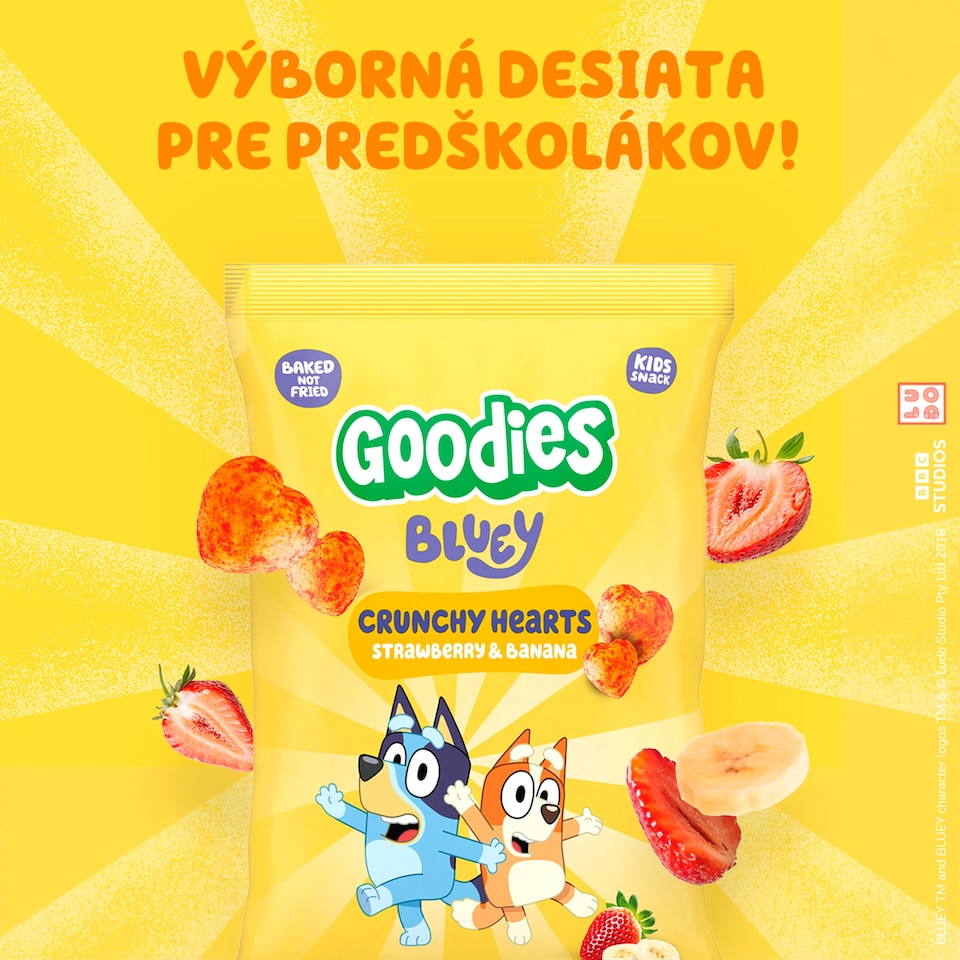 image 1 of Goodies Bluey Crunchy Hearts Strawberry & Banana 30 g