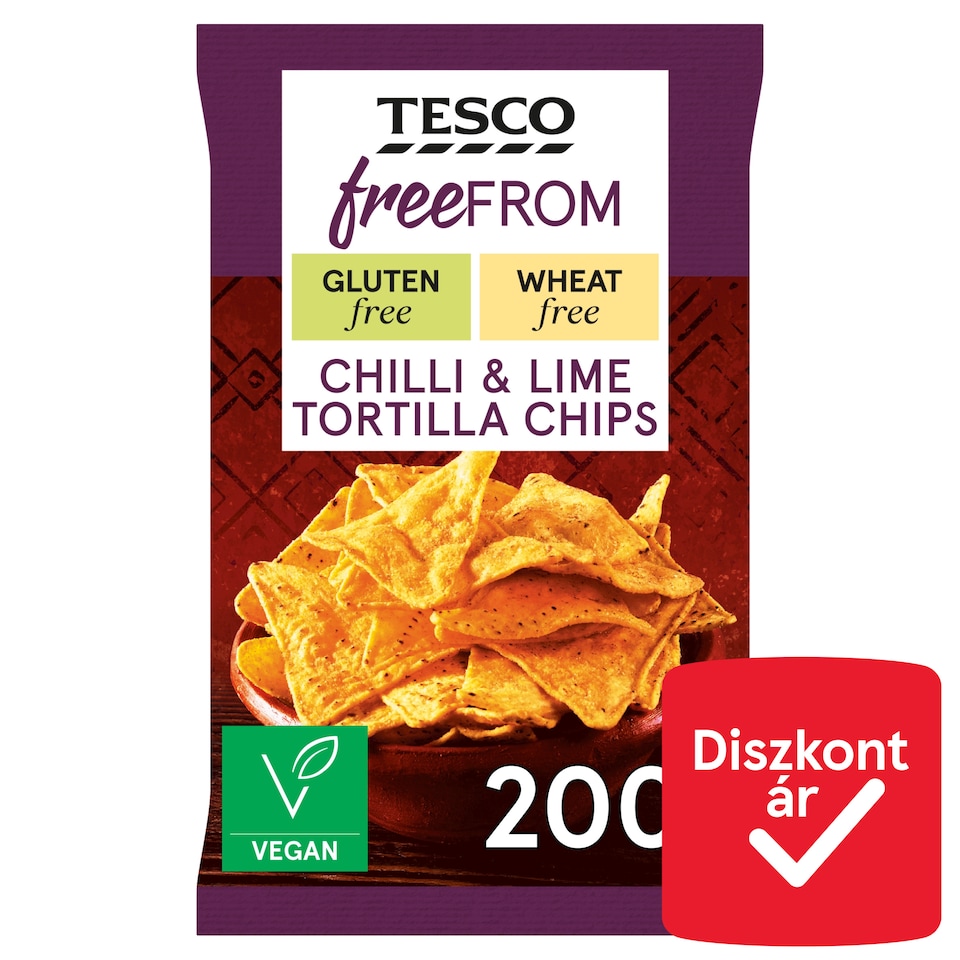 Tesco Free From gluténmentes chili és lime ízesítésű kukoricasnack 200 g