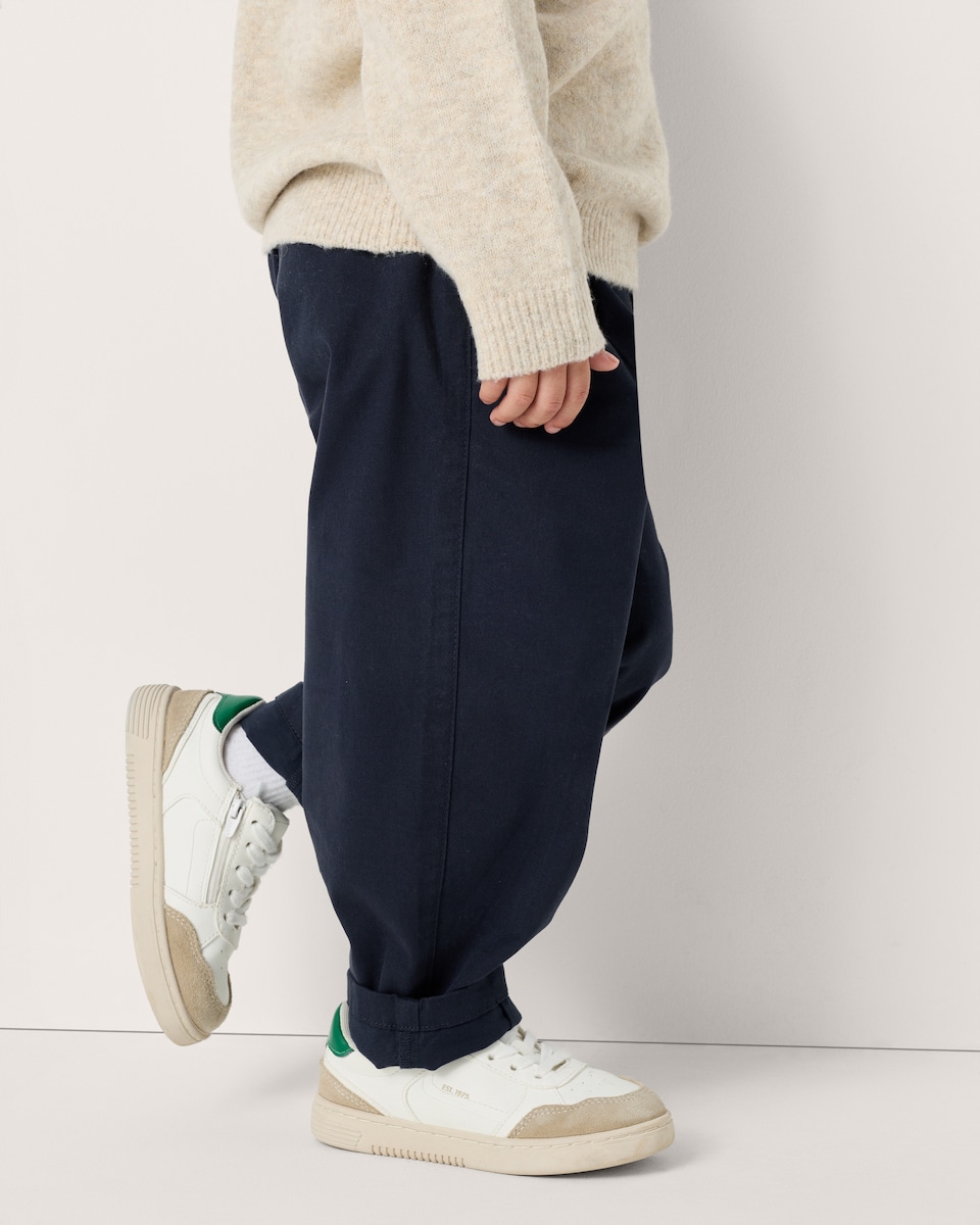 image 1 of F&F Boys Cotton Rich Balloon Leg Trousers in Navy