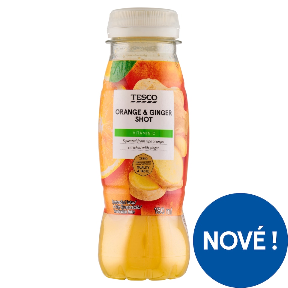 Tesco Pomerančová šťáva se zázvorem, citronem a vitaminem C 180ml