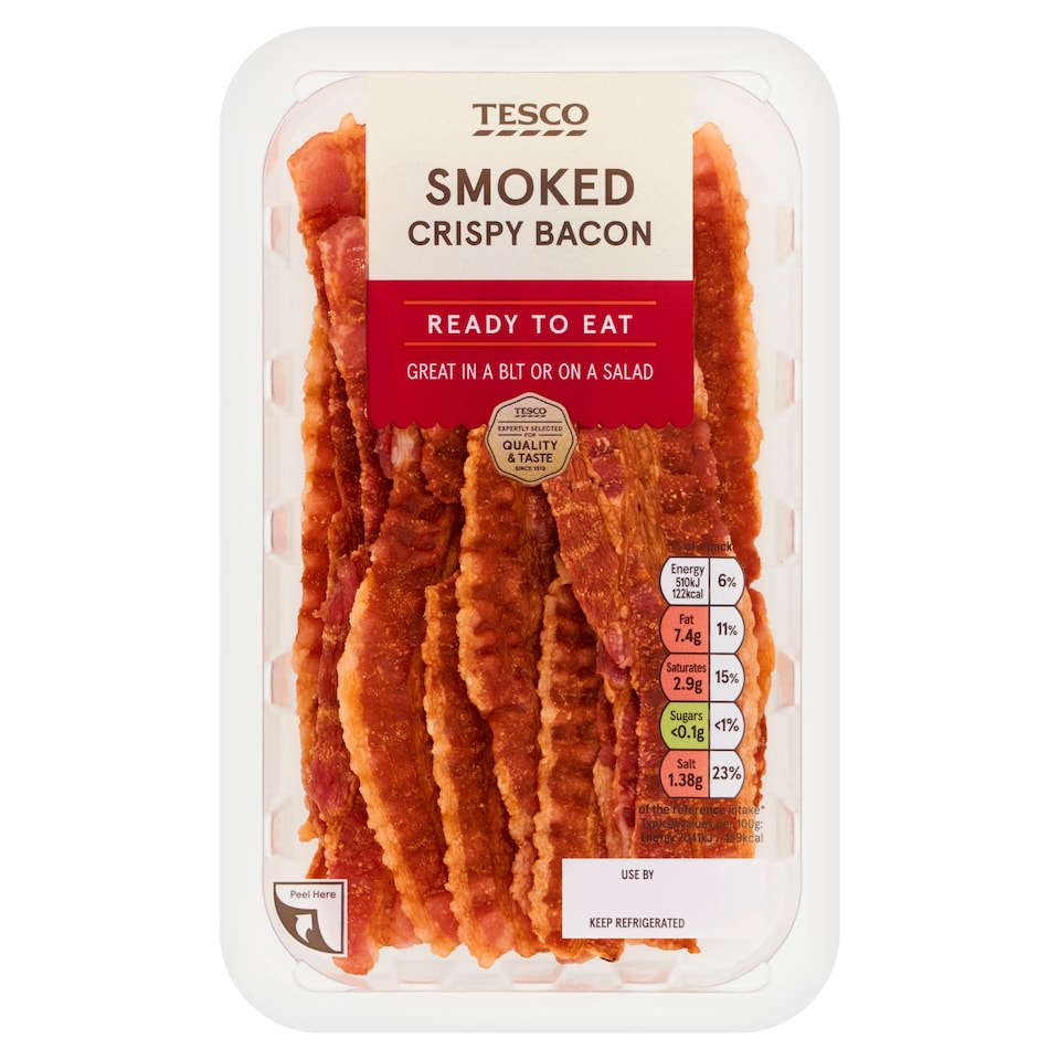 Tesco Smoked Crispy Bacon 50g