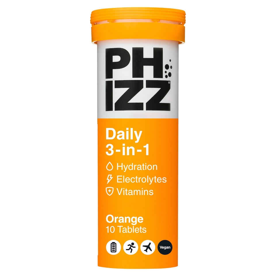 image 1 of Phizz Daily 3-in-1 Hydration, Electrolytes & Vitamins Effervescent Tablets Orange x10 43g