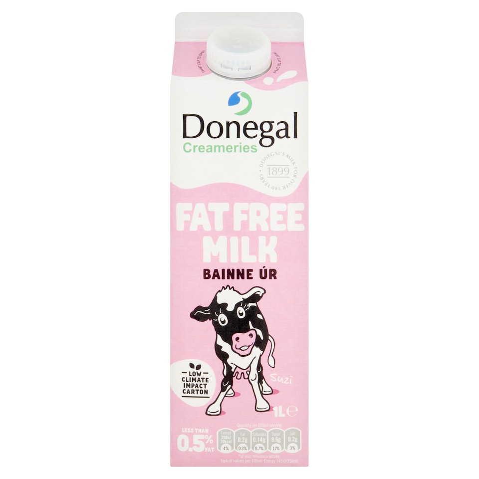 Donegal Creameries Fat Free Milk 1Ltr