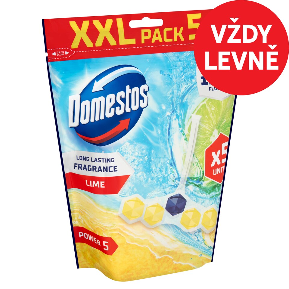 image 1 of Domestos Power 5 Lime Solid Toilet Block 5 x 50g