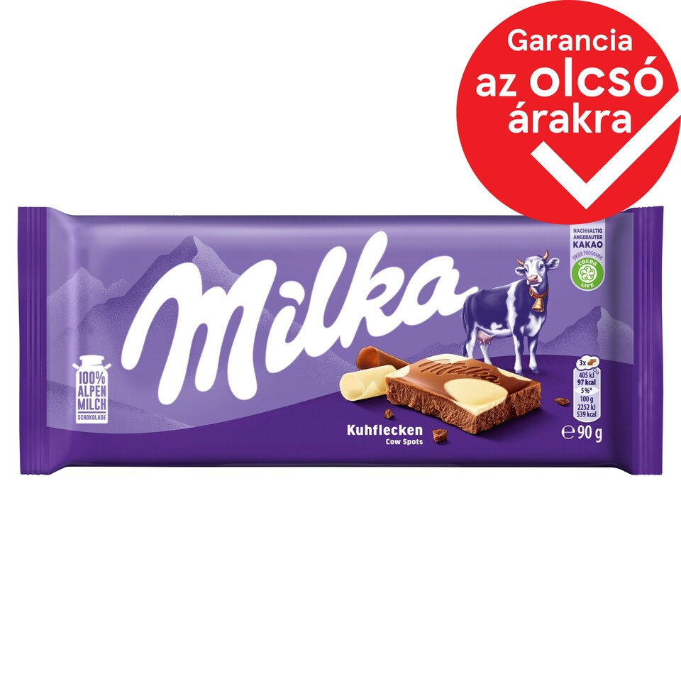 Milka Alpesi Tej Felhasználásával Készült Tejcsokoládé Fehér Csokoládéval 90 G